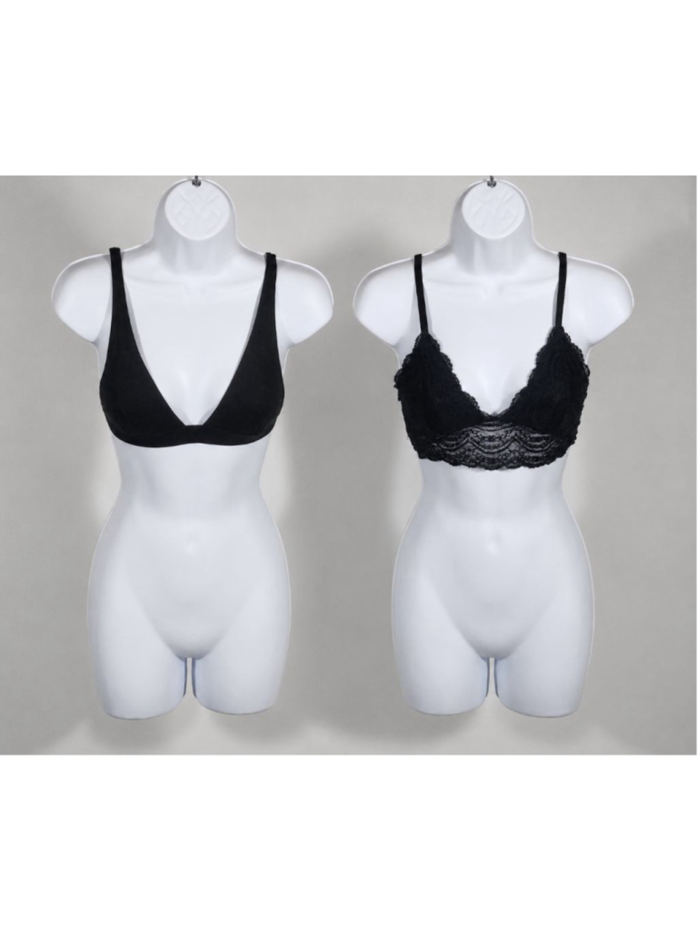 Lot of 2 Bralettes XS Black Lace & Cotton Triangle Bra No Boundaries Express